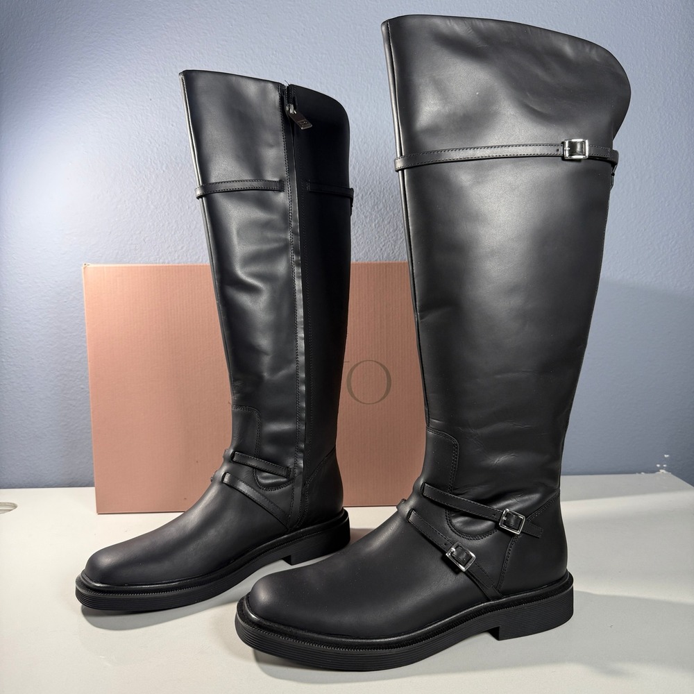Sarto by Franco Sarto‎ A-Ainsley Black Leather Tall Riding Boots E5662L5004 8M